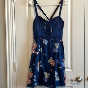 AE American Eagle Outfitters mini sundress dress 10 navy blue floral